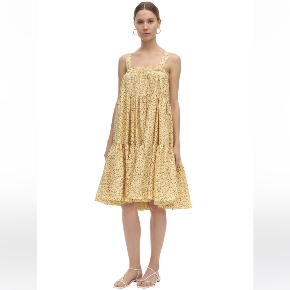 Batsheva Amy Printed Yellow Cotton Ruffle Dress/Skirt Size 2
